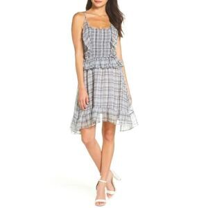 Lenon Plaid Smocked Ruffle Dress Sz M